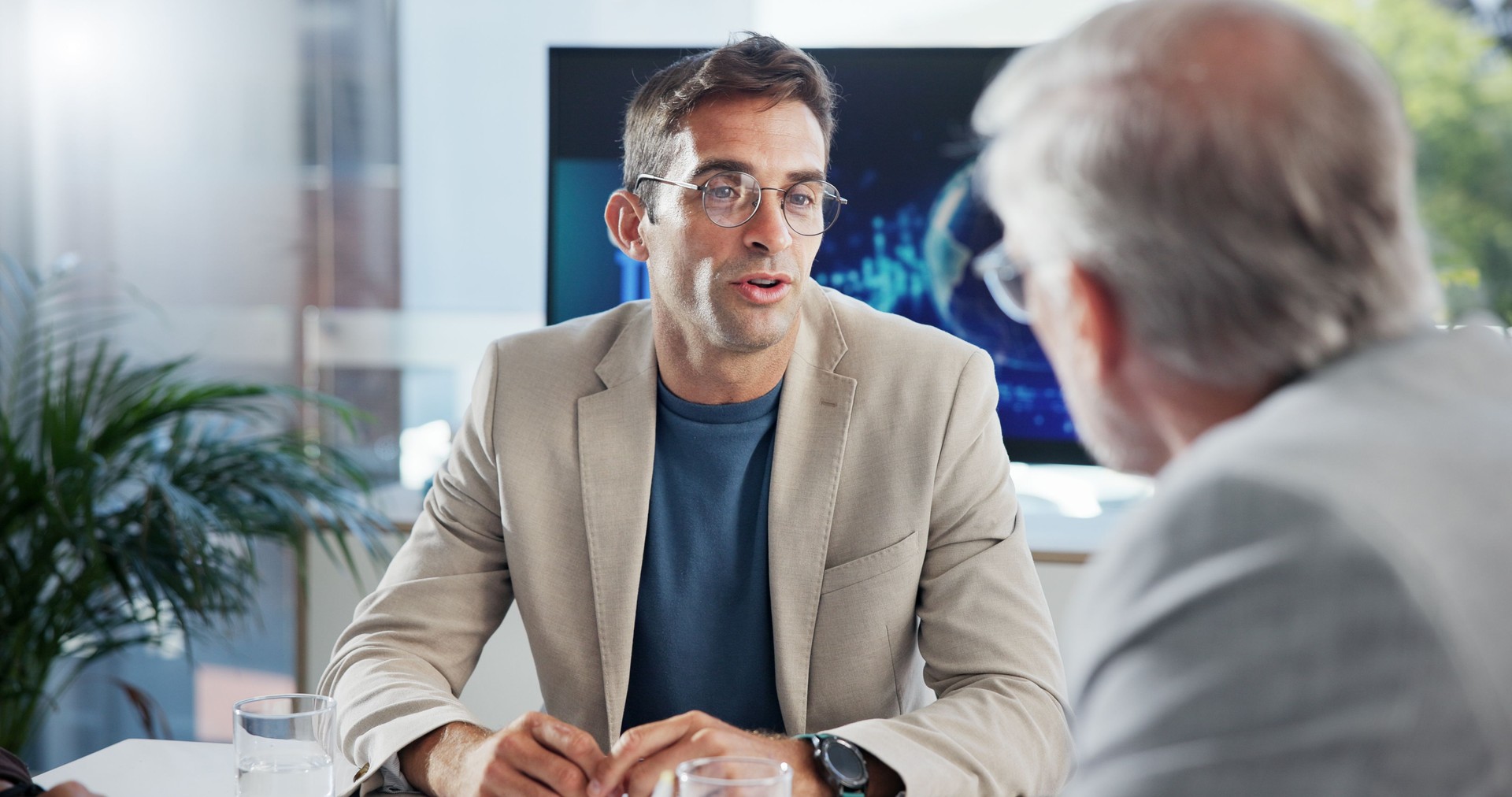Accounting, collaboration and meeting with business people in office boardroom together for portfolio management. Budget, conversation and finance with employee team in workplace for investment